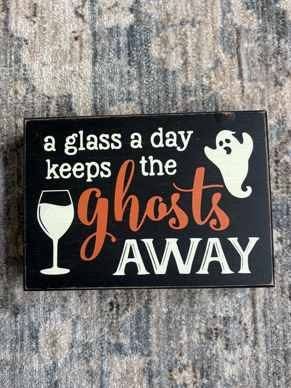 Halloween Wine bar cart Sign - Black and Orange Ghosts